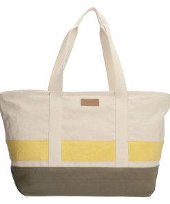 PE FLORENCE Strandtasche natur khaki gelb Leinen