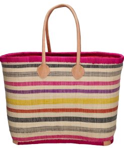 BEAGLES Korbtasche fuchsie bunt Einkaufskorb Basttasche 2 Größen