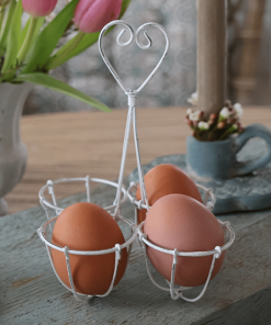 Eierhalterung, Eiertrage Metall weiß