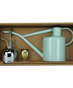 Zimmergießkanne Hellblau und Nickel-Blumensprüher