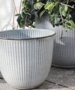 Outdoortopf, Übertopf Merina weiß/grau – 2 Größen